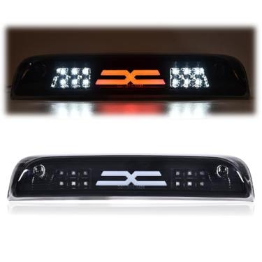 Imagem de G-PLUS 3ª luz de freio LED compatível com Chevy Silverado 2014-2020/Fit GMC Sierra 2014-2020 X tipo barra de LED luz de parada de montagem alta lâmpadas de carga traseira traseira lente fumê preta