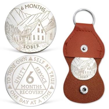 Imagem de Moeda de Sobriedade de 6 Meses Medalhões com Chip AA One Day At A Time Moeda de Recuperação Alcoólicos Anônimos Presentes de Sobriedade de Seis Meses para Homens e Mulheres