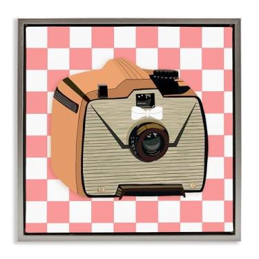Imagem de Stupell Industries Take The Shot Retro Camera Framed Floater Canvas Wall Art Design por Jen Bucheli, Moldura Flutuante Cinza, 25 x 25