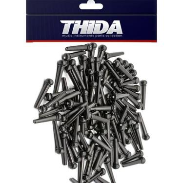 Imagem de Pacote Com 100 Pinos Preto Trava Cordas para Cavalete de Violão Aço Fo