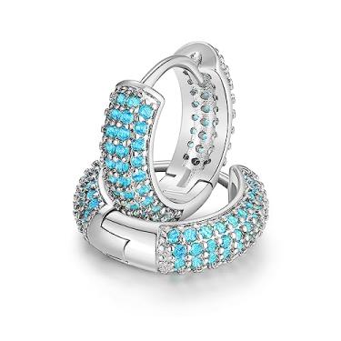 Imagem de Asuwish Brincos de argola pretos para homens com zircônia cúbica 5A, brincos de diamante de cartilagem masculinos hipoalergênicos, banhados a ouro 18 quilates, leve, com gelo, redondo, joia feminina, Latão, Zircônia cúbica