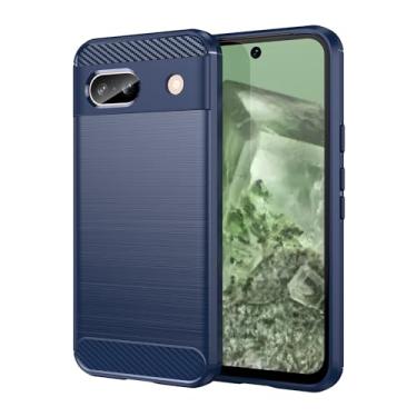 Imagem de GTBDEKI Capa para Pixel 8A, capa para Google 8A GKV4X, de fibra de carbono, à prova de choque, fina, de silicone, resistente, macia, TPU, capa traseira para celular para Google Pixel 8A azul