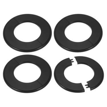Imagem de PATIKIL Flange dividida na parede 3,07"/78 mm, 4 peças ABS redondo autoadesivo placa cobertura fivela para decoração de torneira de tubo de água, preto