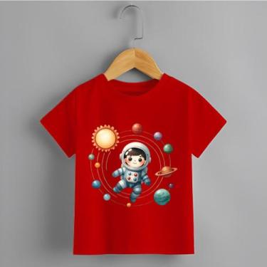 Imagem de Camiseta Infantil Menino Blusa Astronauta e Planetas 100% Algodão - No