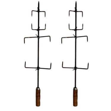 Imagem de Kit 2 Espetos Costela Chão Churrasqueira Suporte Costelão - INOX LAURI