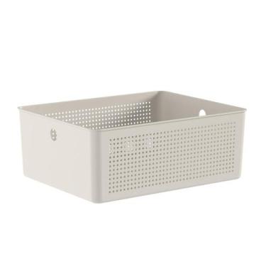 Imagem de Cesto Organizador Empilhável Multiuso 34x27x13 Bege Flow Ou, Flow