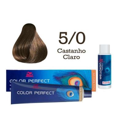 Imagem de Coloração Color Perfect 5.0 Castanho Claro Oxidante 20 Welloxon  Wella