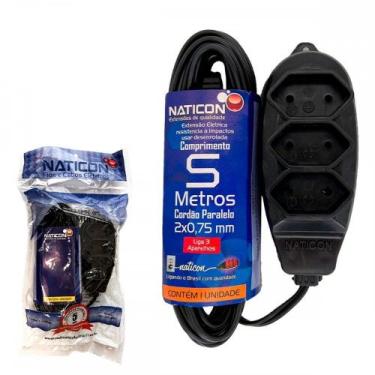 Imagem de Extensao Naticon Paralela 2 Polos 0,75Mm Preta - 5M, Preto