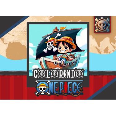 Imagem de Livro Bloco Colorir One Piece holográfica capa dura 50 Desenhos 180g  
