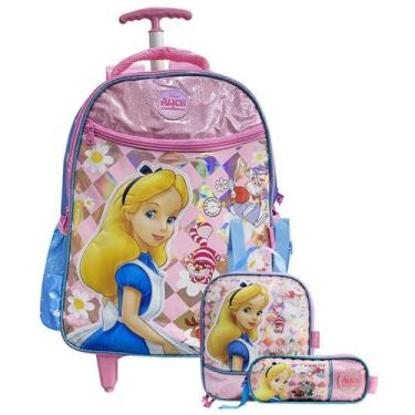 Imagem de Mochila Alice No País Das Maravilhas De Rodas Lancheira Térmica e Esto