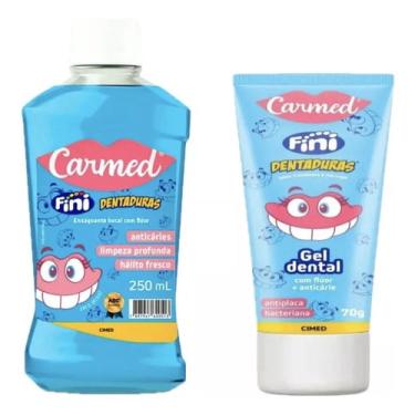 Imagem de Kit Pasta De Dente + Enxaguante Bucal Carmed Fini Dentaduras