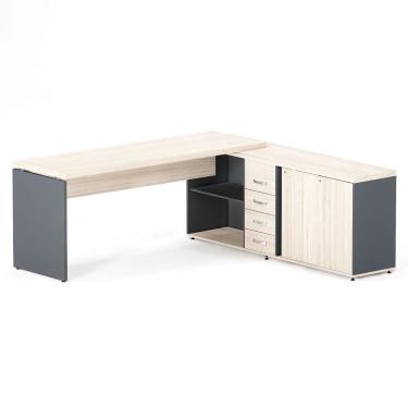 Imagem de Mesa Diretora Pé Balcão Com 04 Gavetas pe 40 Pandin 1,89 M Casablanca e Grafito