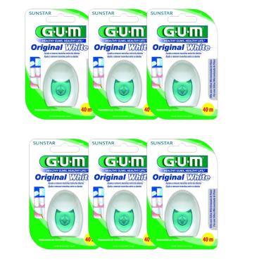 Imagem de Fio Dental Para Clarear 6 Unidades Importado Gum White 40m
