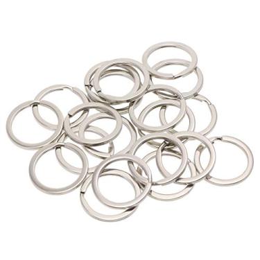 Imagem de Chaveiro redondo com chaveiro de metal dividido para chaves de casa, artesanato artístico e cinto, 20 peças, Prata