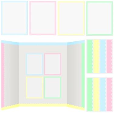 Imagem de Henoyso 100 peças de suprimentos para placa de feira de ciências incluem 80 bordas recortadas de boletins recortadas, 20 papéis adesivos para impressão de projetos para exibição de sala de aula e