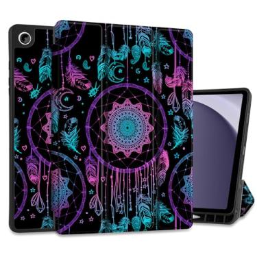 Imagem de MEEgoodo Capa para Samsung Galaxy Tab A9 Plus de 11 polegadas 2024 2023 com suporte para caneta S, capas para tablet inteligente A9+ com suporte de três dobras de couro + capa traseira de TPU macio +