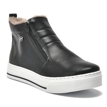 Imagem de Tênis Via Marte Feminino Cano Alto Ziper Bota Forrado Pelo, Preto, 38
