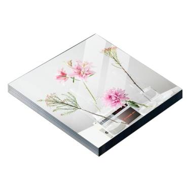 Imagem de LUDEOU Pacote com 8 placas quadradas de vela para centros de mesa, espelho quadrado de 20,3 x 20,32 cm, azulejos de espelho de academia para parede, mesa de casamento, decoração de festa de