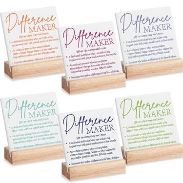 Imagem de GlikCeil 6 peças, presentes de coordenador de caos para mulheres, criador de diferenças, sinais de agradecimento, placas de mesa, motivacionais, decoração de mesa de escritório para colegas de