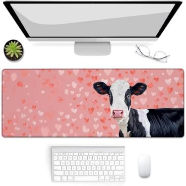 Imagem de VANZEV Tapete de rato para jogos com coração de vaca fofo, tapete de rato, tapete de mesa, base de borracha antiderrapante para computadores, laptop, escritório, escola, acessórios de casa, presentes