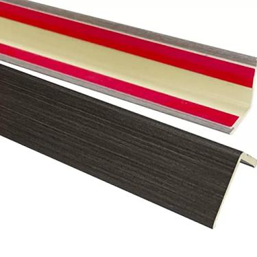 Imagem de Protetor de canto de parede de PVC de 3 cm de largura, acabamento de grão de madeira, fita protetora de borda de escada autoadesiva antiderrapante para proteção de parede, café profundo de 80 cm