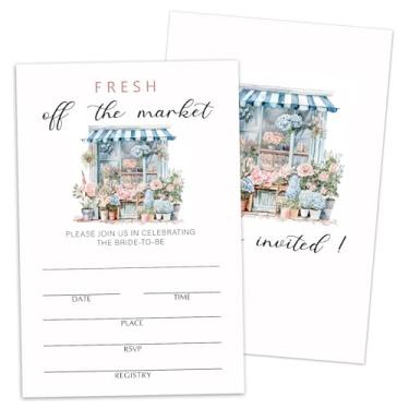 Imagem de Convites de chá de panela com envelopes, Fresh Off The Market, 25 convites temáticos de floristas de preenchimento para novos casais, decorações de lembrancinhas de festa de casamento e chá de panela