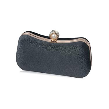 Imagem de CORIOS Bolsa feminina de veludo para noite com glitter, bolsa de mão com lantejoulas brilhantes, Cinza, Large