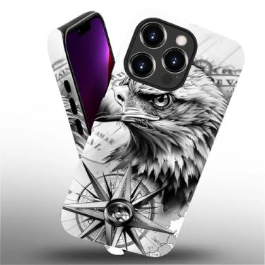 Imagem de Punmada Capa para iPhone 13 Pro, estampa de olho de águia com bússola direcional para meninas e meninos, capa protetora de corpo inteiro de silicone à prova de choque para iPhone 13 Pro