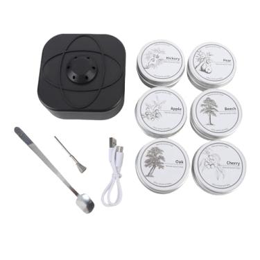 Imagem de Kit de Fumante de Uísque Elétrico, Kit de Fumante Recarregável de Coquetéis Com 6 Batatas Fritas de Madeira, Kit de Fumante de Bebidas Antiquadas Presentes de Uísque Exclusivo