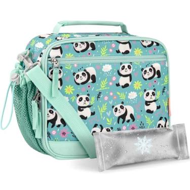 Imagem de Choco Mocha Lancheira Panda infantil para meninas, lancheiras para escola, lancheira, bolsas de gelo com alça de ombro para crianças pré-escolares, jardim de infância, azul-petróleo