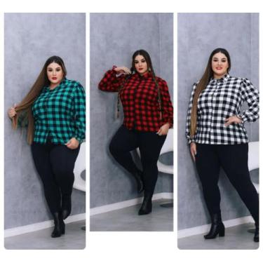 Imagem de Camisa Xadrez Plus Size Tercido Duna Manga Longa - RLMODAS, Xadrez pre