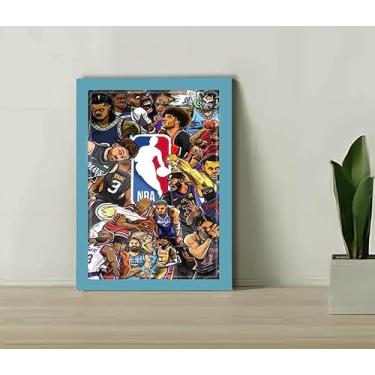 Imagem de Genérico, Quadro Decorativo NNBA Cartoon + Vidro 33x25 Sala Escritório Cor:Azul