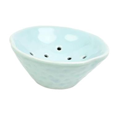 Imagem de Bothyi Suporte floral sapo, arranjo de flores, suporte decorativo moderno, multifuncional, tigela de vaso de cerâmica, vaso para quarto, balcão, Azul Claro