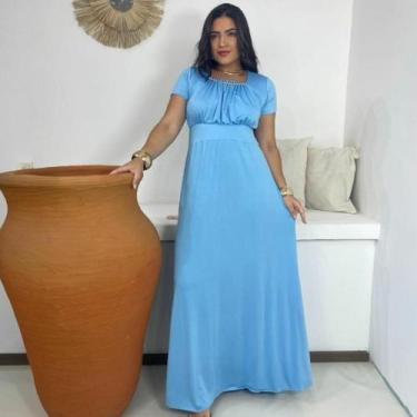 Imagem de Vestido Longo Plus Size Bolinhas Liso Moda Evangélica Feminina - MISS 