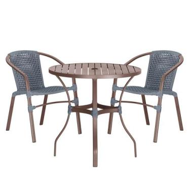 Imagem de 02 Cadeiras Floripa e Mesa Roma 100Cm Marrom e Corda Nautica Trama Ori