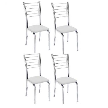 Imagem de Kit 4 Cadeiras Vanessa Cromada para Cozinha Assento Corino