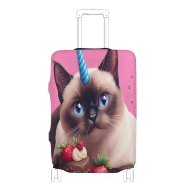 Imagem de Joisal Golden Rice Field Capa amarela para bagagem, identificadores elásticos de bagagem para malas, exclusivos, essenciais para viagens, Bolo de gato unicórnio rosa, XL 29-32 in