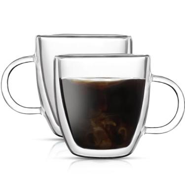 Imagem de Aurzen Pacote com 2 canecas de café de vidro de parede dupla com alças, xícaras de café de camada isolada grande, canecas de borossilicato transparente, perfeitas para cappuccino, chá, microondas (142
