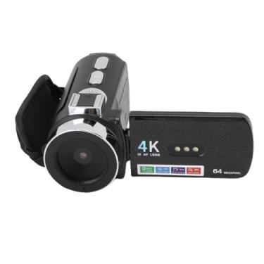 Imagem de Câmera de Câmera de Handheld DV, Câmera de Vídeo 4K Câmera de Câmera de 64MP para Câmera de Vlogging do YouTube, Luz de Enchimento LED para Fotografia, Exibição de Flip de 3