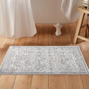 Imagem de dainslef Tapete vintage 5 x 7 cm capacho para porta da frente retro floral tapete de porta interior tapete medalhão oriental tapete estético tradicional pequeno tapete para entrada, sala de estar