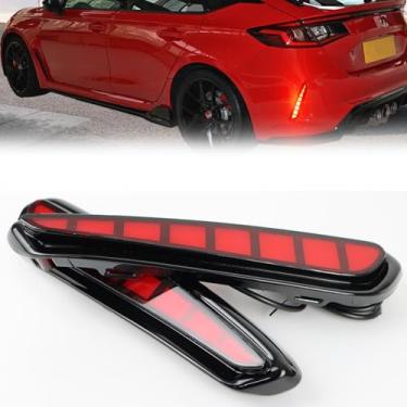 Imagem de GEEGEETOP Lâmpada Vermelha Para Farol De Neblina Traseiro, Refletor Para-Choque, Freio, Seta Sequencial, 3 Em 1, Compatível Com Honda Civic 2024 2025 Type R (Vermelho)