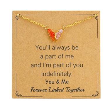 Imagem de SOPIFY Colar feminino com pedra do mês de nascimento de borboleta, dourado, delicado para mãe, filha, irmã, avó, neta, amigas, melhores presentes de pedra do mês de nascimento, Adjustable, Cobre, Sem