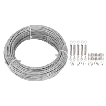 Imagem de Ymiko 1/8in Wire Rope Kit 100ft Aço Inoxidável Cabo Ganchos Dedais, EUA