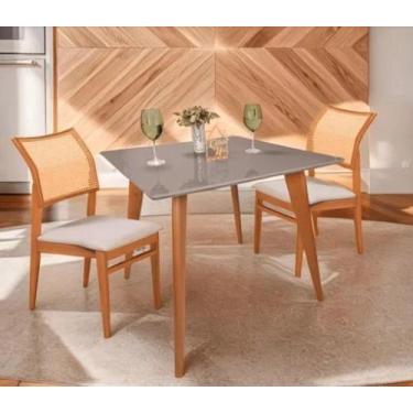 Imagem de Mesa de Jantar Tampo com Vidro 90x90cm Off White Pés Achatados ***some