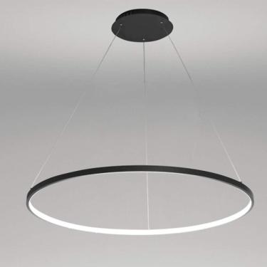 Imagem de Luz Pendente De Círculo De 1 Luz, Lustre De Acrílico De Metal Led Moderno Suspenso Ajustável Para Sala De Estar, Quarto, Black+whitelight, 20cm