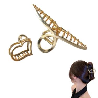 Imagem de Kit 2x Piranha Prendedor De Cabelo Metal Piranha Presilha Metal Dourada Luxo Vintage Feminina Elegante Mulheres Menina