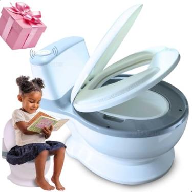 Imagem de Troninho Infantil Portátil Som de Descarga Realista Peniquinho Assento Acolchoado Reservatório Que Sai Antiderrapante Suporta 32kg Desfralde Bebê 1 2 3 Anos Espaço Para Lenço Umedecido (Cinza)