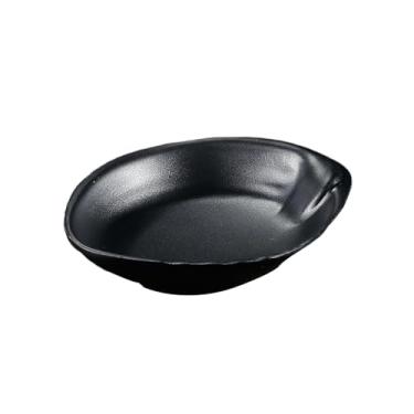 Imagem de Prato de molho preto simples e delicado quadrado esmaltado retrô - prato de orelha de 16,5 cm