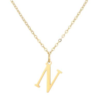 Imagem de SHE LIAN Colar com pingente personalizado com letra inicial delicada e delicada para presentes femininos, Small, Aço inoxidável, Sem Pedra Preciosa