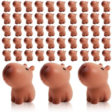 Imagem de Bigwaves 50 peças mini bonecos de capivara de animais de resina, ornamento, estatuetas de animais em miniatura para esconder, bugigangas de festivais, mesa, ao ar livre, decoração de artesanato para